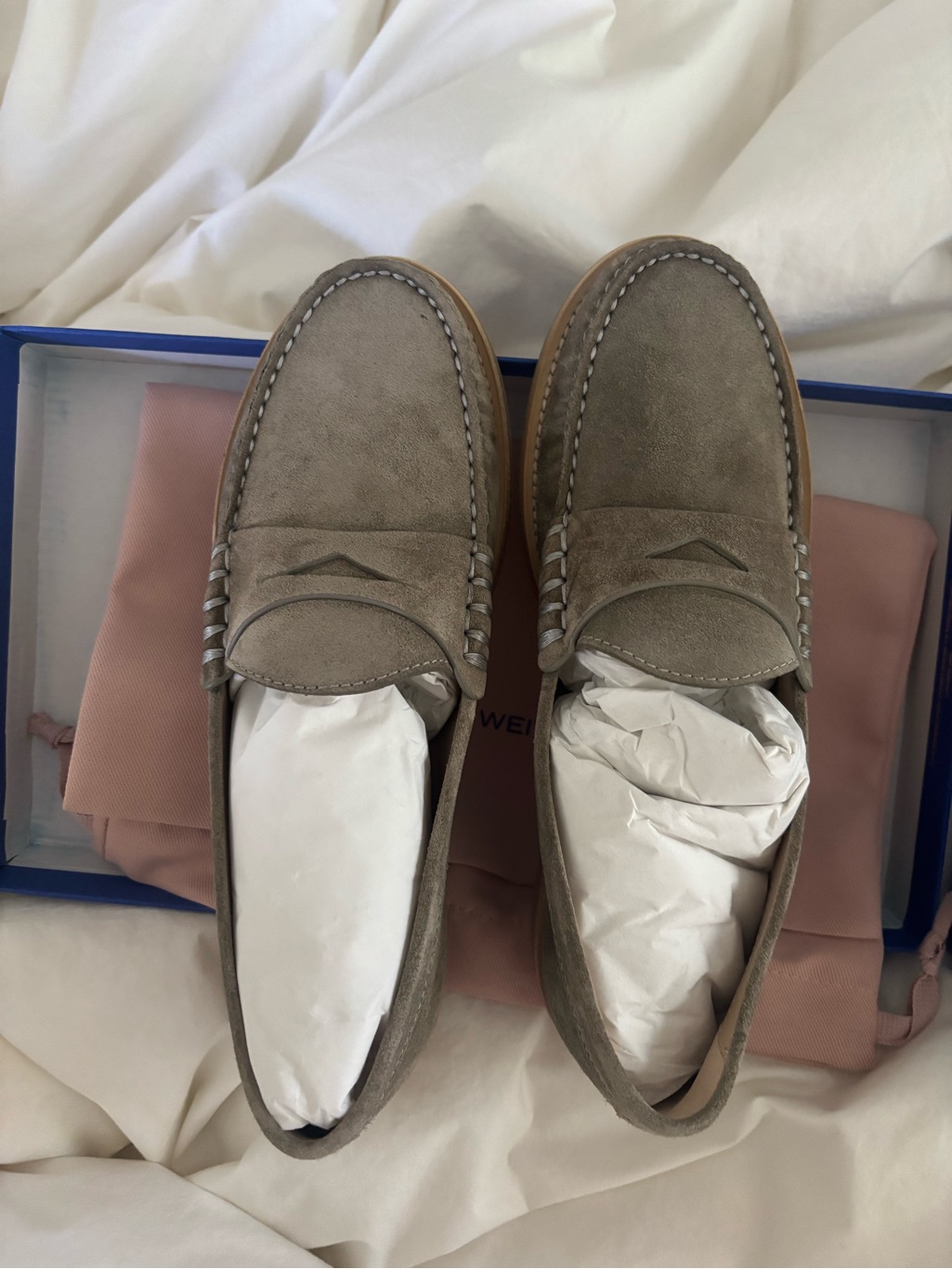 Stuart Weitzman Suede Lottie Loafer - Smokey Taupe